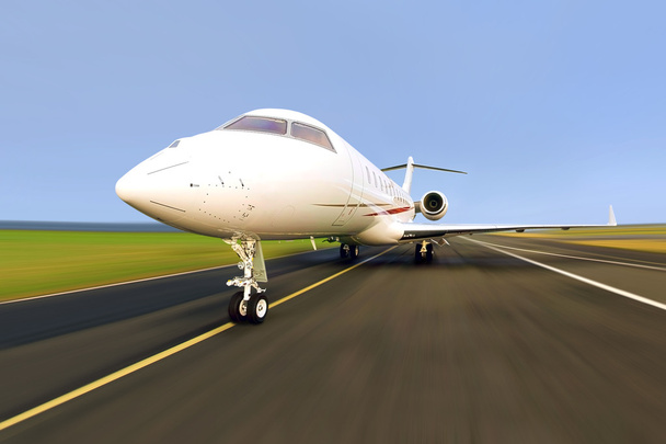 prive-jet vliegtuig met motion blur - Foto, afbeelding