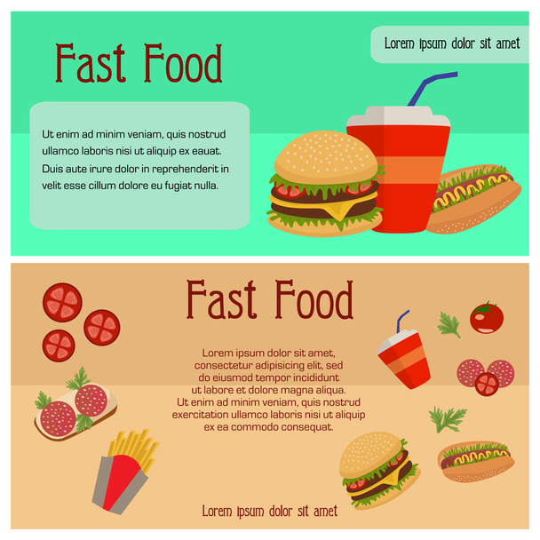 Fast food banner flat - Vector, Image