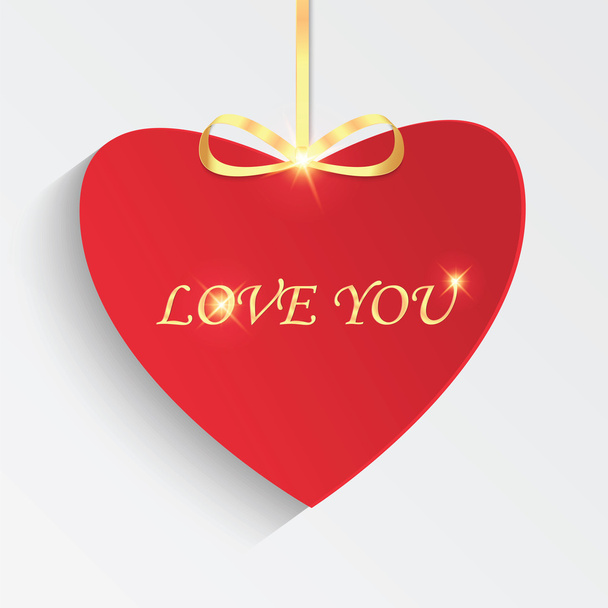 ハートの形のカードにバレンタインの日にギフト。赤ハート wi - ベクター画像