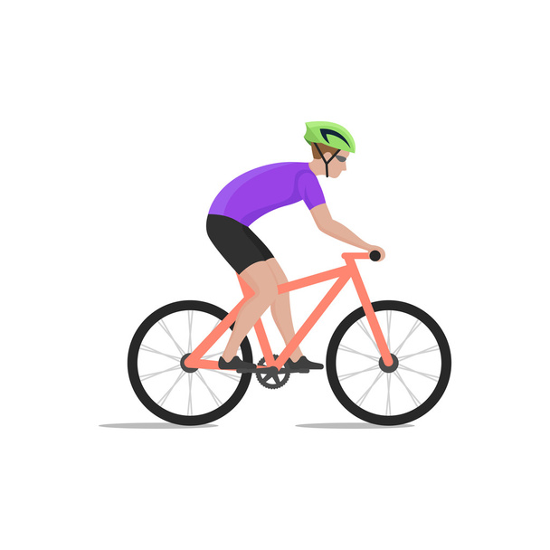 Illustration of cyclist on bike; biker and bicycling. - Vector, Image