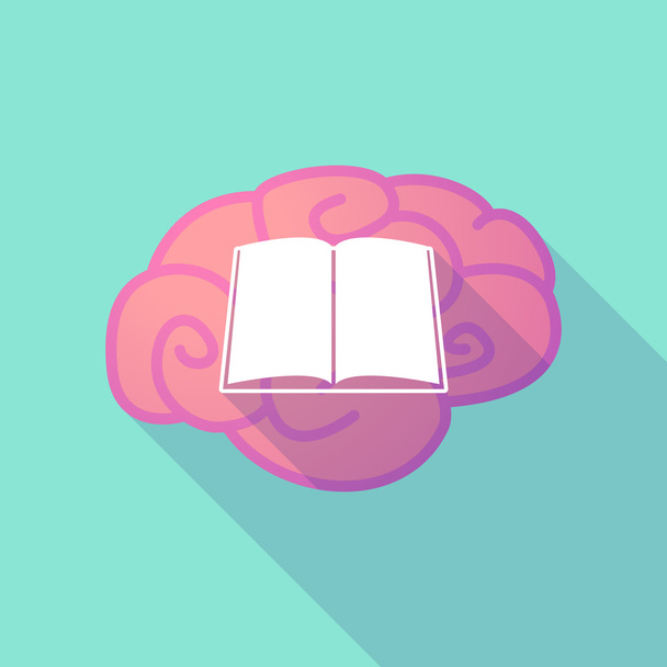 Long shadow brain with  a book - Vector, Image
