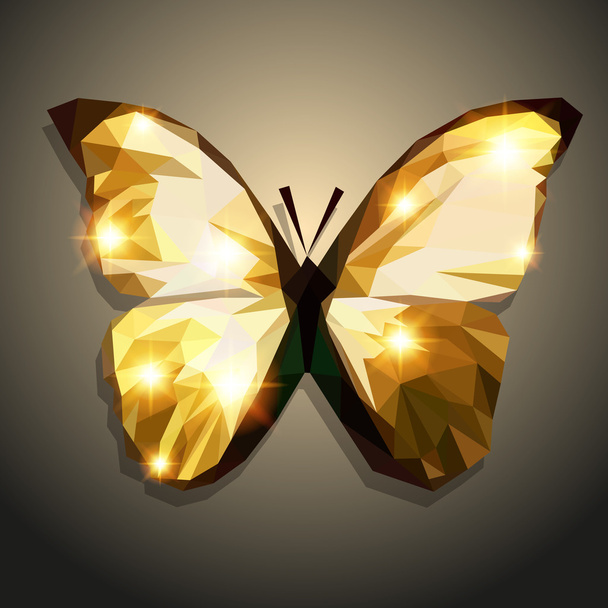 veelhoekige bruine vlinder op verloop achtergrond - Vector, afbeelding