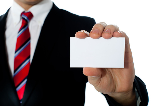Closeup shot of a man showing business card - Photo, Image