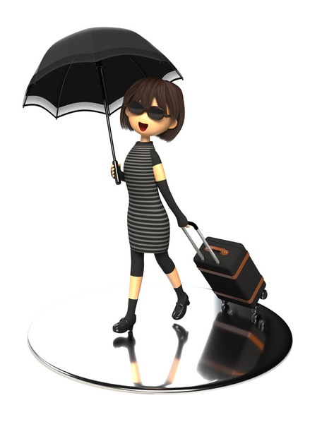 Woman carrying a bag with parasols - Photo, Image