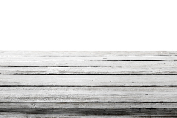 Tabela de madeira Top fundo branco, tábuas de assoalho de mesa de madeira
 - Foto, Imagem