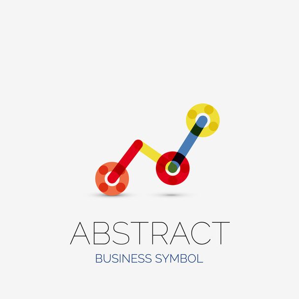 Minimalistic linear business icons, logos, made of multicolored line segments. Universal symbols for any concept or idea. Futuristic hi-tech, technology element set - Vector, Image