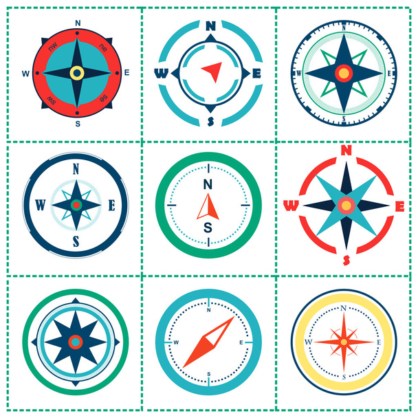 Kompass Wind Rose Farben Vektor Design-Element - Vektor, Bild