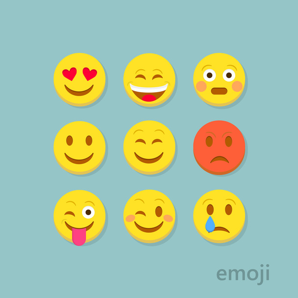 Plochá emoji ikony - Vektor, obrázek