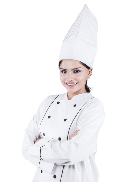 Indian woman chef standing in studio - Photo, Image