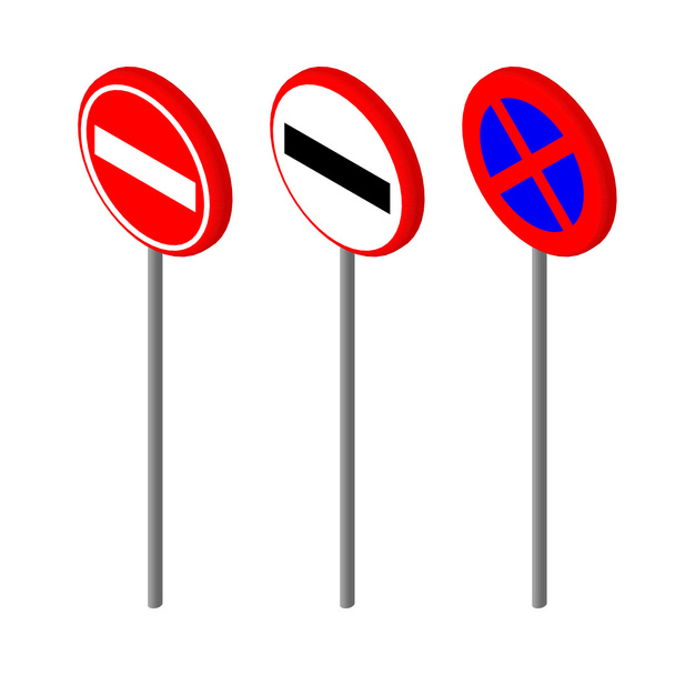 isometrische Symbole verschiedene Verkehrszeichen. Design im europäischen und amerikanischen Stil. Vektor-Abbildung Folge 10. - Vektor, Bild