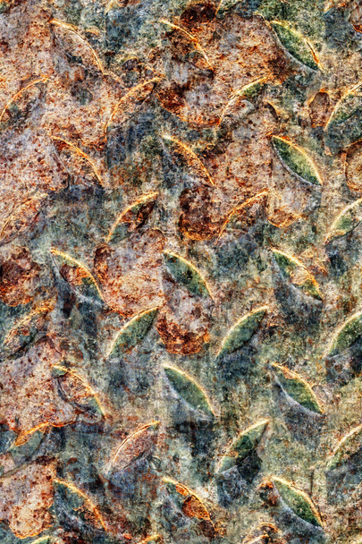 Погано коричневий Shabby Ребристі зеленої сталі плити Грандж Текстура
 - Фото, зображення