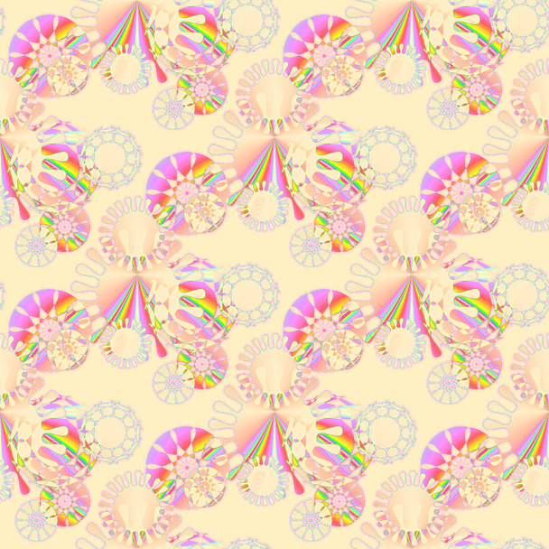 シームレス花柄ベージュ ピンク バイオレット - 写真・画像
