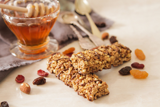 bar of delicious muesli with honey and nuts - Photo, image