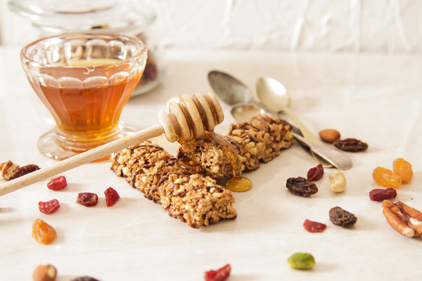 bar of delicious muesli with honey and nuts - Photo, image