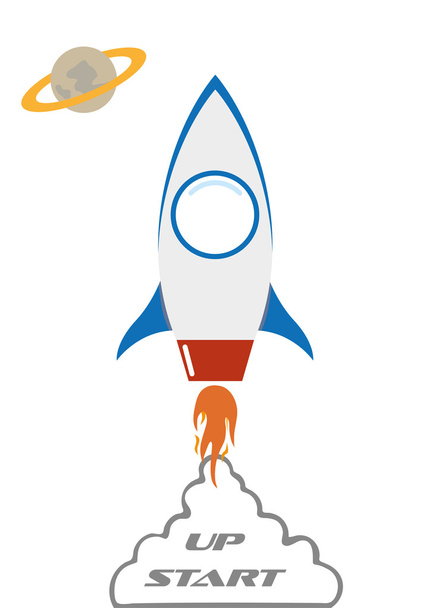 flat rocket in space start up idea vector illustration - Vektor, kép