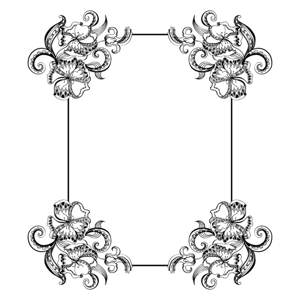 Frame with sketch doodles decorative ornaments - Vektor, kép