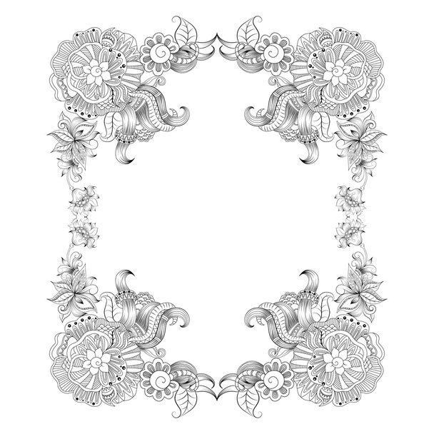 Frame with sketch doodles decorative elements - Vettoriali, immagini