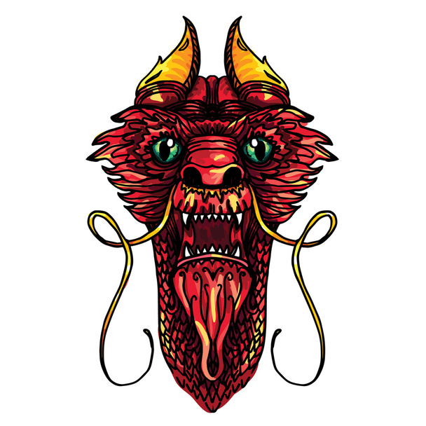 Dragon Head Tattoo - Vektör, Görsel