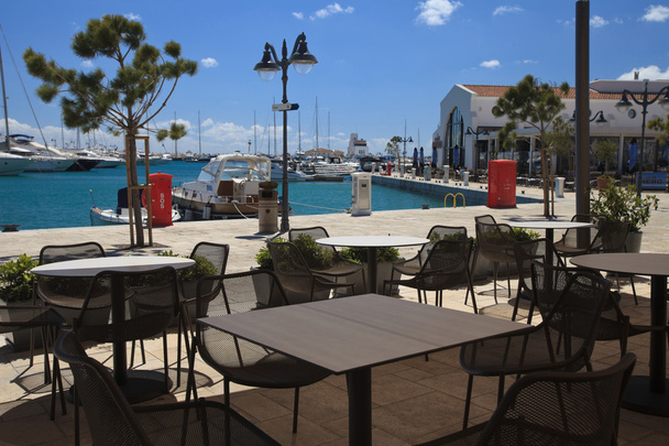 cafe at the marina in Limassol. Cyprus - Fotografie, Obrázek