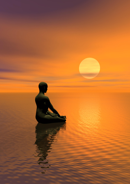 Meditation bei Sonnenuntergang - Foto, Bild