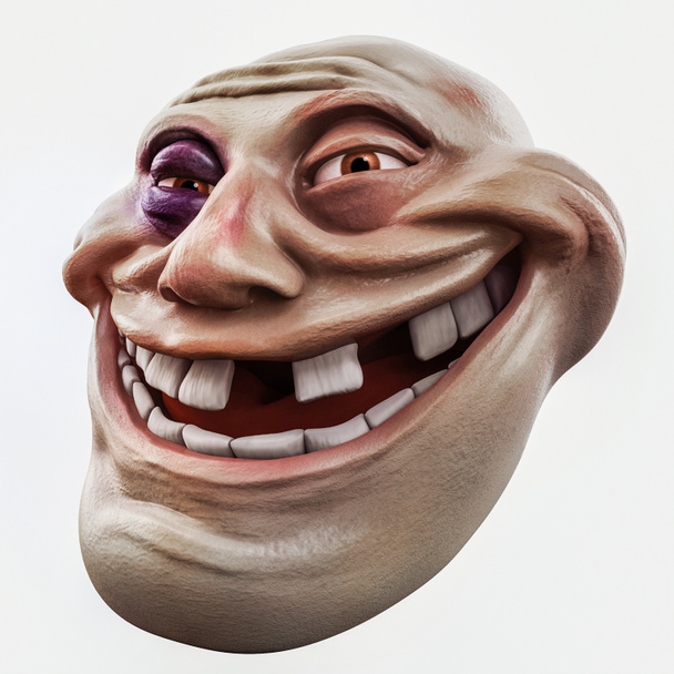 Trollface picchiato. Internet troll 3d illustrazione
 - Foto, immagini