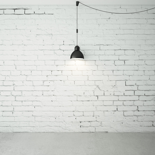 brick room with ceiling lamps - Foto, Imagem