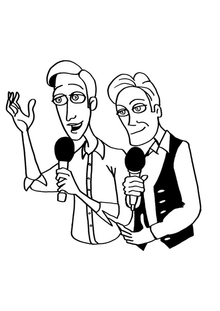 Los dos hombres principales con micrófonos
 - Foto, Imagen