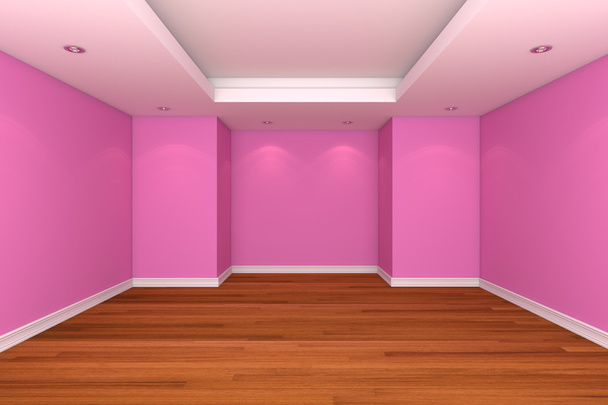 Accueil rendu intérieur avec pièce vide décorer mur de couleur rose
 - Photo, image