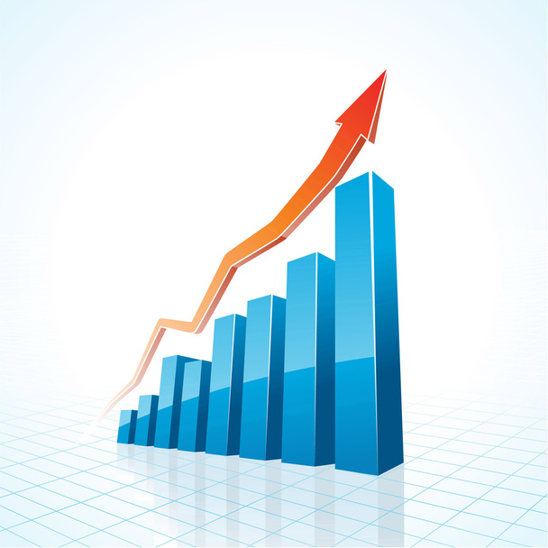 gráfico de barras de crescimento de negócios 3d
 - Vetor, Imagem