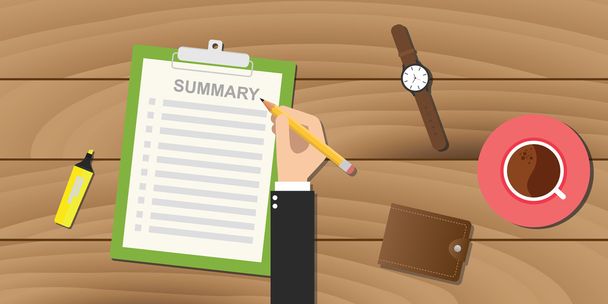 summary report business clipboard executive hand - Vector, Image
