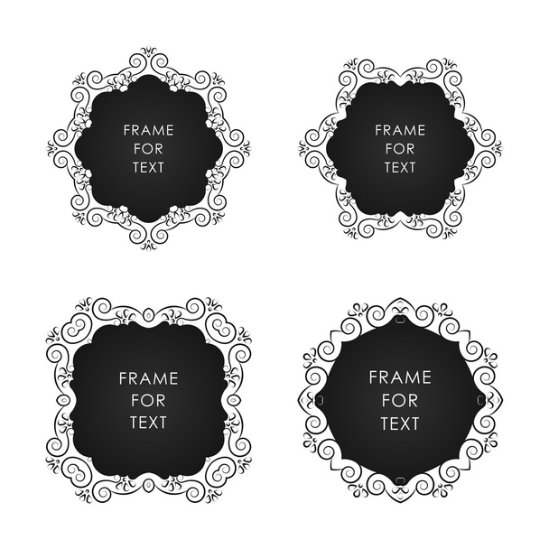 Set of four black frame isolated on white - Vector, Image