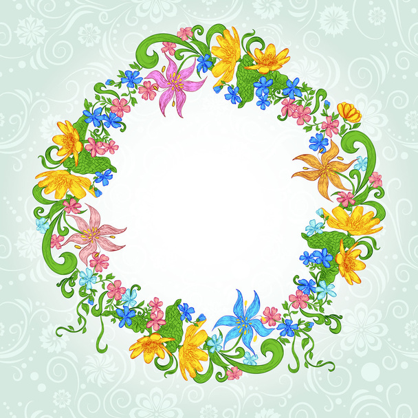 ヴィンテージ花柄サークル カード - ベクター画像