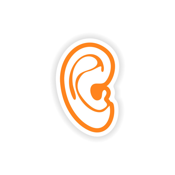 paper sticker on white background human ear - Vector, Image