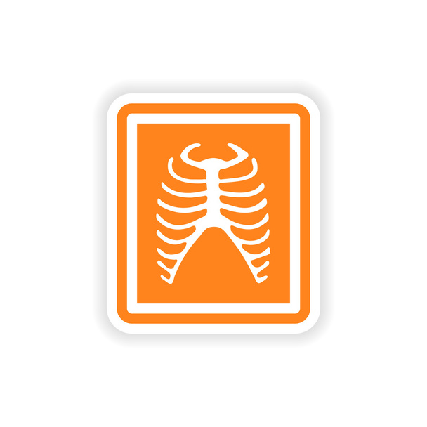 paper sticker on white background X-rays of ribs - Vector, Image
