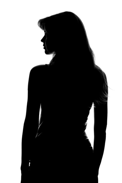 silhouette of a female figure on a white background - Photo, Image