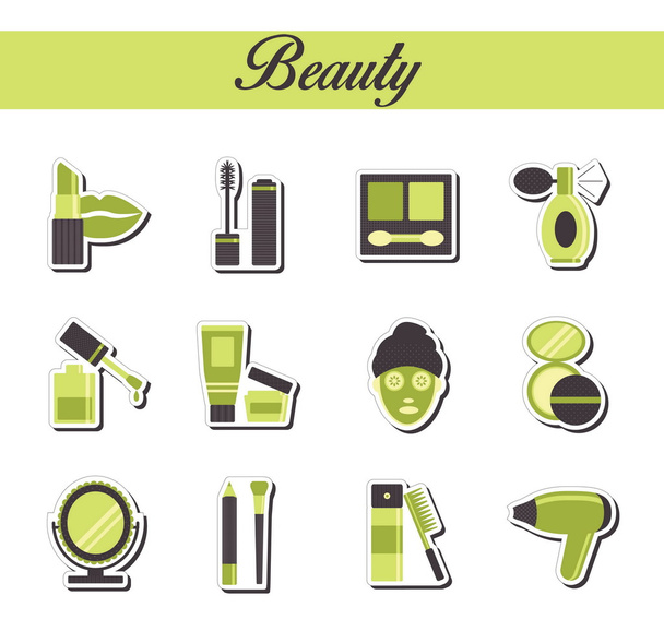 A collection of stylish modern flat sticker icons with pattern coloring for beuty, cosmetics and spa. For web, presentation, stickers, etc. - ベクター画像