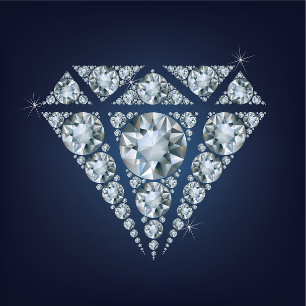 Símbolo de diamante brilhante brilhante feito um monte de diamantes - Vetor, Imagem