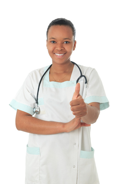 African American doctor nurse black stethoscope isolatedmetisse - Fotografie, Obrázek