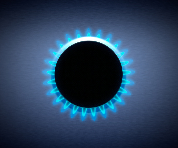 Hob with a gas stove. Blue Flame - Photo, Image