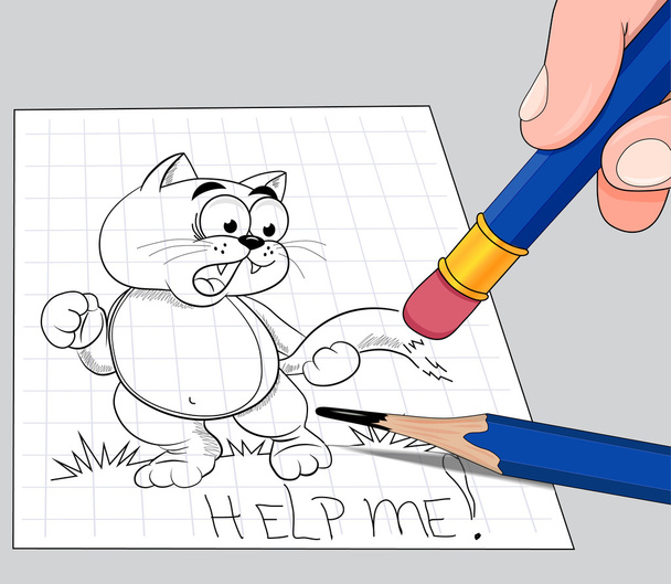 Pintado gato de dibujos animados
 - Vector, imagen