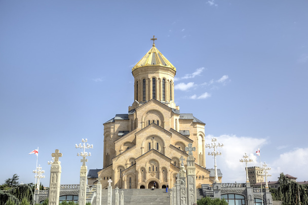 聖三位一体大聖堂 (Tsminda Sameba)。トビリシ、グルジア - 写真・画像