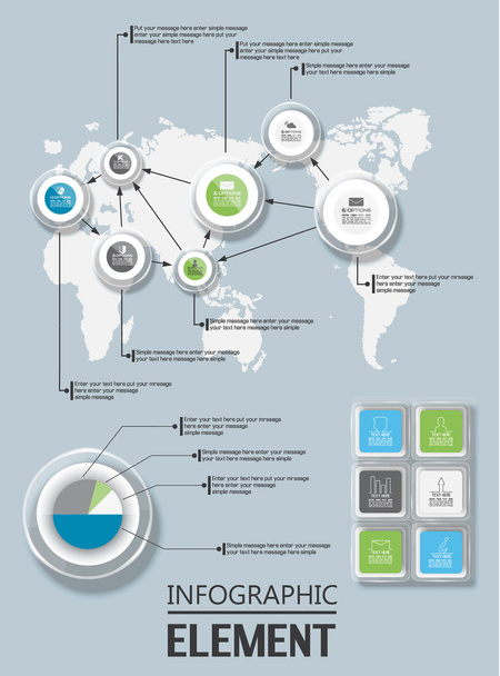 ELEMENT FOR INFOGRAPHIC CHART TEMPLATE WORLD MAP - Vector, Image