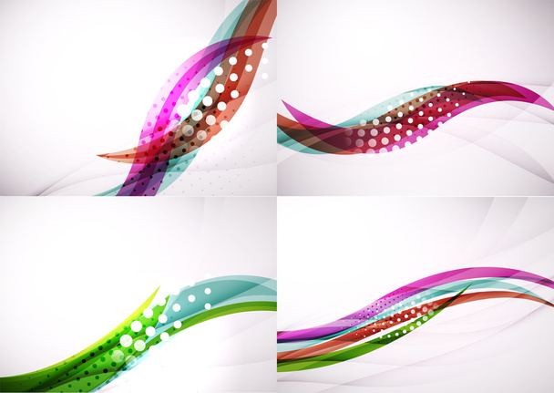 Joukko abstrakteja taustoja. Tyylikäs värikäs koristeltu linjat ja aallot copyspace viestisi
 - Vektori, kuva