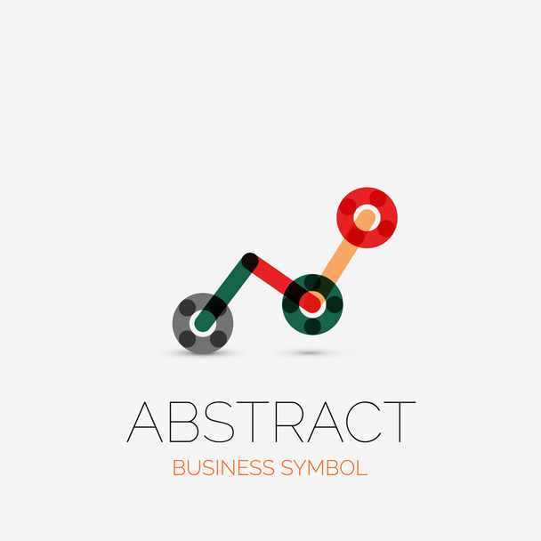Minimalistic linear business icons, logos, made of multicolored line segments. Universal symbols for any concept or idea. Futuristic hi-tech, technology element set - Vector, Image