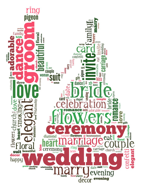 Bride and groom wedding, word cloud concept 2 - Photo, Image