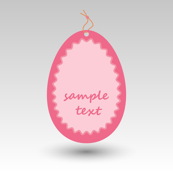 sweet pink easter egg tag label with string - Vector, Image
