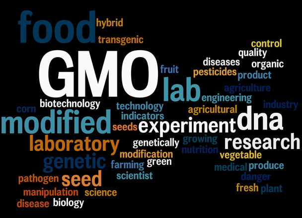 GMO, slovo mrak koncepce 4 - Fotografie, Obrázek