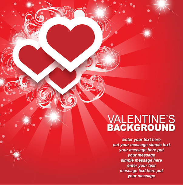 Valentin-nap háttér szív- és Stasrs-sablon karton - Vektor, kép