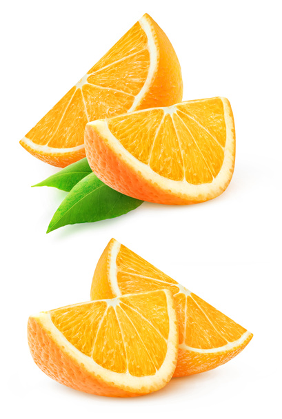 Dos rebanadas de fruta naranja aisladas
 - Foto, Imagen