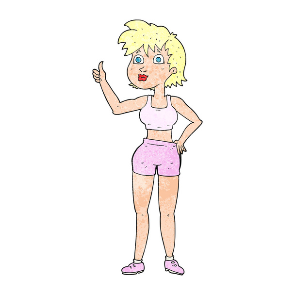 getextureerde cartoon gelukkig sportschool vrouw - Vector, afbeelding